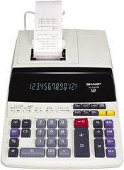 Sharp - Fluorescent Printing Calculator - 8-5/8 x 12-7/8 Display Size, White, AC Powered, 3.9" Long x 9.7" Wide - Exact Industrial Supply
