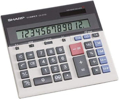 Sharp - LCD Portable Calculator - 7-1/4 x 6-7/8 Display Size, Light Gray, Battery & Solar Powered, 1.2" Long x 8.7" Wide - Exact Industrial Supply
