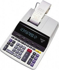 Sharp - Fluorescent Printing Calculator - 17mm Display Size, Light Gray, AC Powered, 16.1" Long x 10" Wide - Exact Industrial Supply