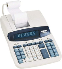 Victor - Fluorescent Printing Calculator - 8 x 11 Display Size, White, AC Powered, 6" Long x 11.4" Wide - Exact Industrial Supply