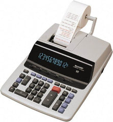 Sharp - Fluorescent Printing Calculator - 9-7/8 x 13-5/8 Display Size, Light Gray, AC Powered, 4-1/2" Long x 10-5/8" Wide - Exact Industrial Supply