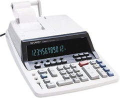 Sharp - Fluorescent Printing Calculator - 17mm Display Size, White, AC Powered, 12-1/2" Long x 9.63" Wide - Exact Industrial Supply