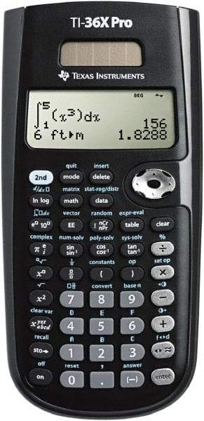 Texas Instruments - LCD Scientific Calculator - 3-3/8 x 7-1/4 Display Size, Black, Battery & Solar Powered, 9.7" Long x 6-1/2" Wide - Exact Industrial Supply