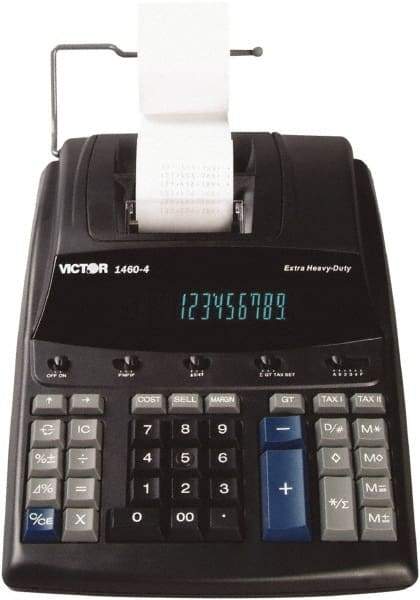 Victor - Fluorescent Printing Calculator - 8-1/2 x 12-1/4 Display Size, Black, AC Powered, 15.6" Long x 10-1/2" Wide - Exact Industrial Supply