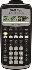 Texas Instruments - LCD Financial Calculator - 3 x 6 Display Size, Black, Battery Powered, 2.4" Long x 6-1/2" Wide - Exact Industrial Supply