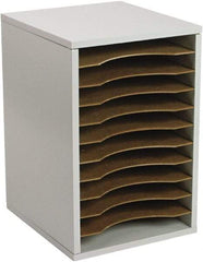 Safco - Gray Vertical Desktop Sorter - Fiberboard, Hardboard, Laminated Compressed Wood - Exact Industrial Supply