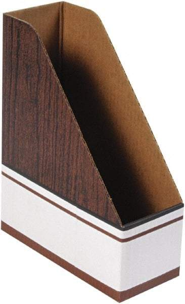 BANKERS BOX - White & Wood Grain Magazine Stand - Corrugated Cardboard - Exact Industrial Supply
