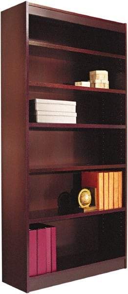 ALERA - 6 Shelf, 72" High x 35-5/8" Wide Bookcase - 11-1/2" Deep, Wood Veneer, Mahogany - Exact Industrial Supply