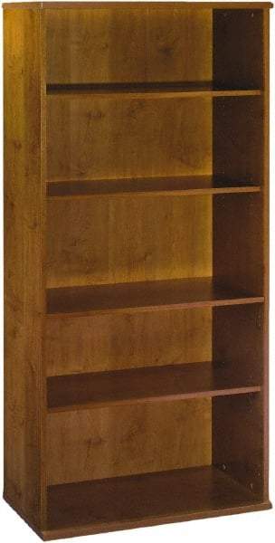 Bush Business Furniture - 5 Shelf, 72-7/8" High x 35-3/4" Wide Bookcase - 15-3/8" Deep, Laminate Over Wood, Natural Cherry - Exact Industrial Supply