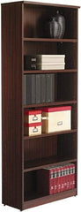 ALERA - 6 Shelf, 80-3/8" High x 31-3/4" Wide Bookcase - 14" Deep, Woodgrain Laminate, Mahogany - Exact Industrial Supply