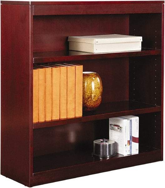 ALERA - 3 Shelf, 36" High x 35-5/8" Wide Bookcase - 11-3/4" Deep, Wood Veneer, Mahogany - Exact Industrial Supply