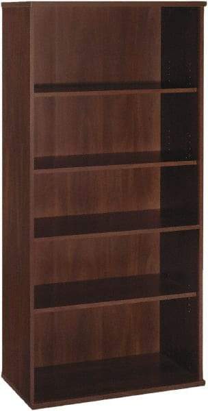 Bush Business Furniture - 5 Shelf, 72-7/8" High x 35-5/8" Wide Bookcase - 15-3/8" Deep, Laminate Over Wood, Hansen Cherry - Exact Industrial Supply