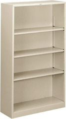 Hon - 4 Shelf, 59" High x 34-1/2" Wide Bookcase - 13-1/2" Deep, Steel, Light Gray - Exact Industrial Supply