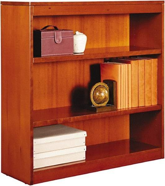 ALERA - 3 Shelf, 36" High x 35-5/8" Wide Bookcase - 13-1/8" Deep, Wood Veneer, Medium Cherry - Exact Industrial Supply