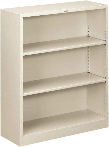 Hon - 3 Shelf, 41" High x 34-1/2" Wide Bookcase - 11-5/8" Deep, Steel, Light Gray - Exact Industrial Supply