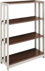 Linea Italia - 3 Shelf, 43-1/4" High x 31-1/2" Wide Bookcase - 11-1/2" Deep, Woodgrain Laminate, Mocha - Exact Industrial Supply