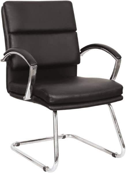 ALERA - Black Leather Guest Chair - 23-1/2" Wide x 37" High - Exact Industrial Supply