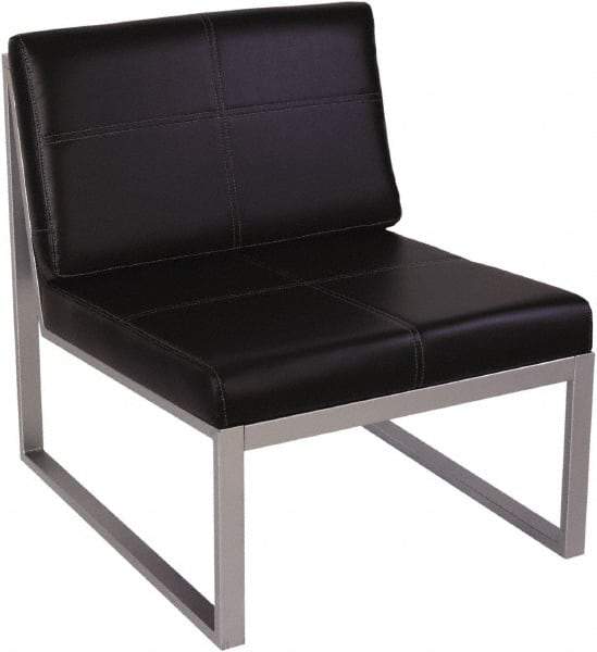 ALERA - Black & Silver Leather Guest Chair - 26-3/8" Wide x 30" High - Exact Industrial Supply