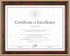 Dax - Mahogany & Gold Document Holders-Certificate/Document - 11" High x 8-1/2" Wide - Exact Industrial Supply