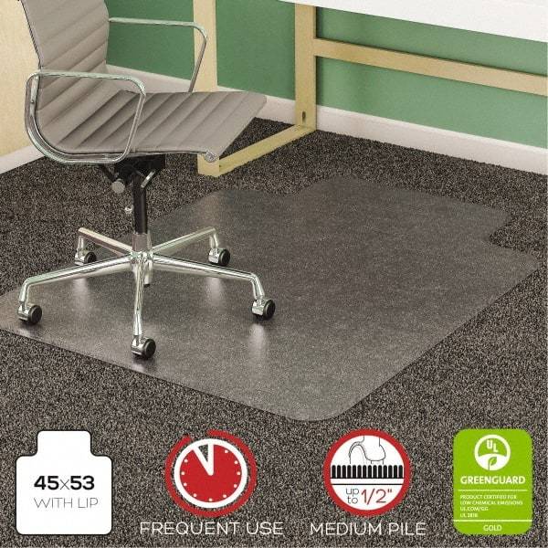 Deflect-o - 53" Long x 45" Wide, Chair Mat - Rectangular, Beveled Edge Style - Exact Industrial Supply