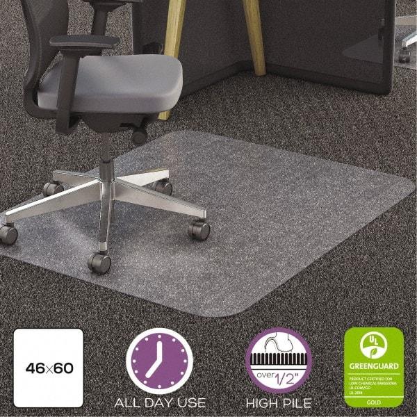 Deflect-o - 60" Long x 46" Wide, Chair Mat - Rectangular, Straight Edge Style - Exact Industrial Supply
