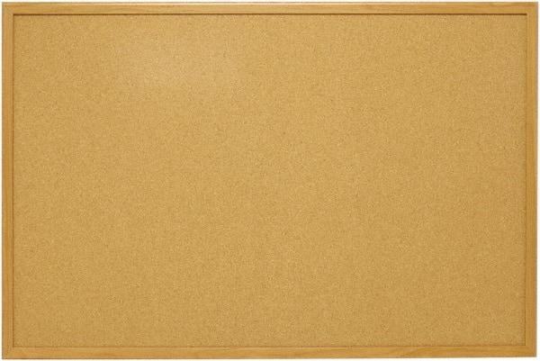 Mead - 48" Wide x 36" High Open Cork Bulletin Board - Natural (Color) - Exact Industrial Supply