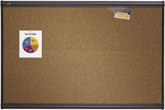 Quartet - 48" Wide x 36" High Open Cork Bulletin Board - Brown - Exact Industrial Supply