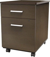 Linea Italia - 16-1/2" Wide x 23-5/8" High x 19-3/4" Deep, 2 Drawer Pedestal - Laminate, Mocha - Exact Industrial Supply