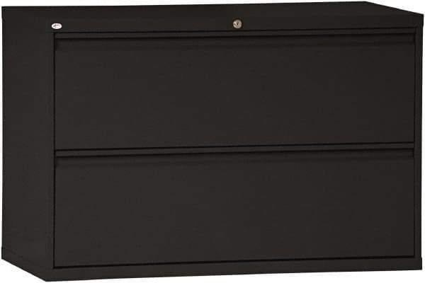ALERA - 42" Wide x 28-3/8" High x 19-1/4" Deep, 2 Drawer Lateral File - Steel, Black - Exact Industrial Supply