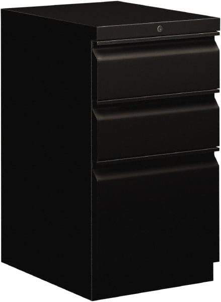 Hon - 15" Wide x 28" High x 19-7/8" Deep, 3 Drawer Pedestal - Steel, Black - Exact Industrial Supply