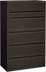 Hon - 42" Wide x 67" High x 19-1/4" Deep, 5 Drawer Roll-Out, Roll-Out Posting - Steel, Charcoal - Exact Industrial Supply