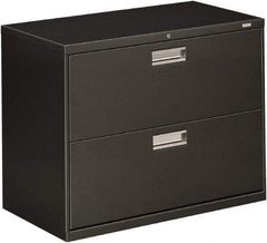 Hon - 36" Wide x 28-3/8" High x 19-1/4" Deep, 2 Drawer Lateral File - Steel, Charcoal - Exact Industrial Supply