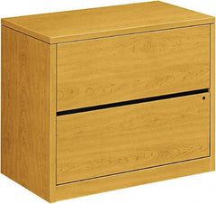 Hon - 36" Wide x 29-1/2" High x 20" Deep, 2 Drawer Lateral File - Woodgrain Laminate, Harvest - Exact Industrial Supply
