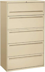 Hon - 42" Wide x 67" High x 19-1/4" Deep, 5 Drawer Roll-Out, Roll-Out Posting - Steel, Putty - Exact Industrial Supply