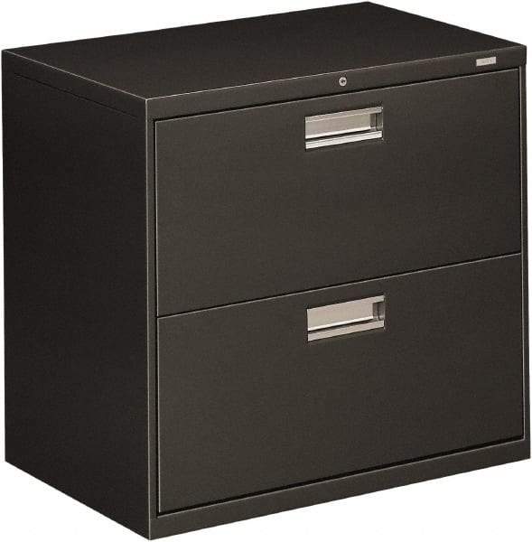 Hon - 30" Wide x 28-3/8" High x 19-1/4" Deep, 2 Drawer Roll-Out - Steel, Charcoal - Exact Industrial Supply