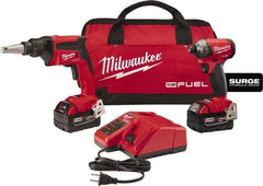 Milwaukee Tool - 18 Volt Cordless Tool Combination Kit - Includes Screwgun & Impact Driver, Lithium-Ion Battery Included - Exact Industrial Supply