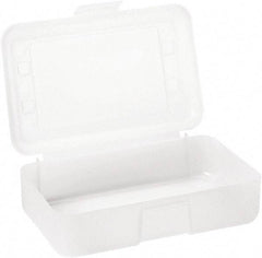 ADVANTUS - 1 Compartment, 8-1/2" Wide x 2-1/2" High x 5-1/2" Deep, Pencil Box with Lid - Polypropylene, Clear (Color) - Exact Industrial Supply