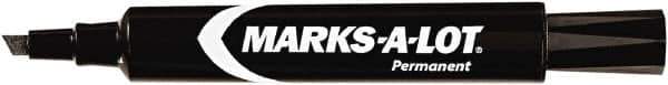 Marks-A-Lot - Black Permanent Marker - Chisel Tip, AP Nontoxic Ink - Exact Industrial Supply