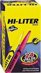 HiLiter - Yellow, Pink Highlighter - Chisel Tip, AP Nontoxic Ink - Exact Industrial Supply
