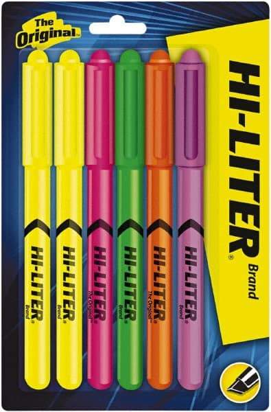 HiLiter - Green, Orange, Pink, Purple, Yellow Highlighter - Chisel Tip, AP Nontoxic Ink - Exact Industrial Supply
