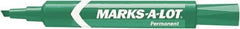 Marks-A-Lot - Green Permanent Marker - Chisel Tip, AP Nontoxic Ink - Exact Industrial Supply