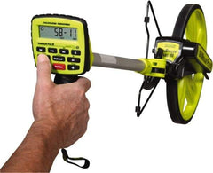 Calculated Industries - 9,999,999' Counter Limit, 45" OAL, Fluorescent Green Measuring Wheel - 99.5" Accuracy per 100", Measures in Feet, Meters, Yards & Inches - Exact Industrial Supply