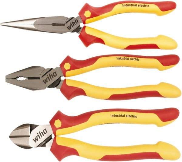 Wiha - 3 Piece Insulated Pliers & Cutters - Comes in Vinyl Pouch - Exact Industrial Supply