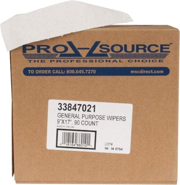 PRO-SOURCE - Dry General Purpose Wipes - Pop-Up, 17" x 9" Sheet Size, White - Exact Industrial Supply