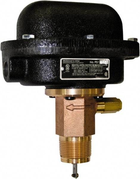 McDonnell & Miller - 300 psi, Brass Housing, Adjustable Paddle Flow Switch - 7.7 Flow Set Point, 35,004 Flow Point cc/min, 4.8 to 998 GPM, 120/240 Voltage, 1-1/4 Inch Thread Size - Exact Industrial Supply