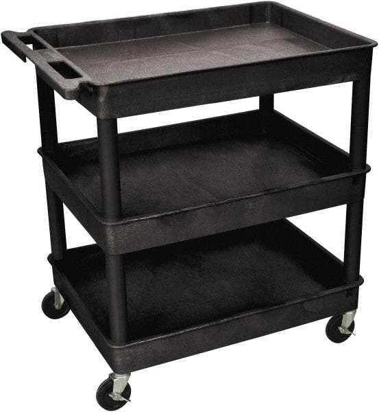 Luxor - 300 Lb Capacity, 24" Wide x 18" Long x 38" High Shelf Cart - 3 Shelf, Plastic - Exact Industrial Supply