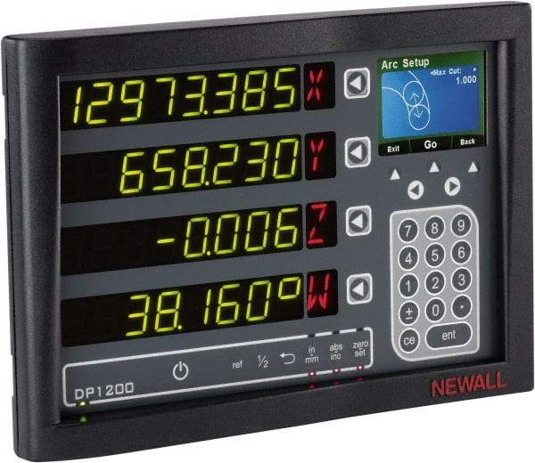 Newall - 3 Axes, Milling, Turning, Grinding & Lathe Compatible DRO Counter - LED Display, Programmable Memory - Exact Industrial Supply