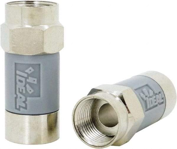 Ideal - Straight, F Type Compression Coaxial Connector - Compatible with RG6, Gray Housing - Exact Industrial Supply