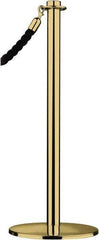 Tensator - 34" High, 2" Pole Diam, Barrier Post Base - 14" Base Diam, Round Stainless Steel Base, Polished Brass (Color) Steel Post, For Outdoor Use - Exact Industrial Supply