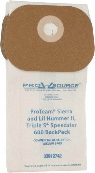 PRO-SOURCE - Meltblown Polypropylene & Paper Vacuum Bag - For ProTeam Sierra & Lil Hummer II (Open top bag), Triple S Speedster 600 Backpack - Exact Industrial Supply
